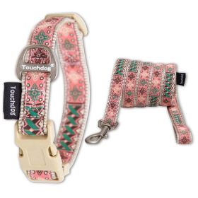 Touchdog 'Carpentry Patterned' Tough Stitched Embroidered Collar and Leash (Color: brown, size: medium)